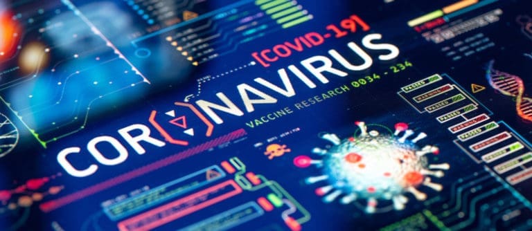 Coronavirus (COVID-19) Outbreak Laboratory Research & Quality Control on a high technology equipment.